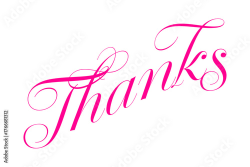 Thanks - 手書き風の筆記体で書いた「Thanks（ありがとう）」の文字（カリグラフィー）
