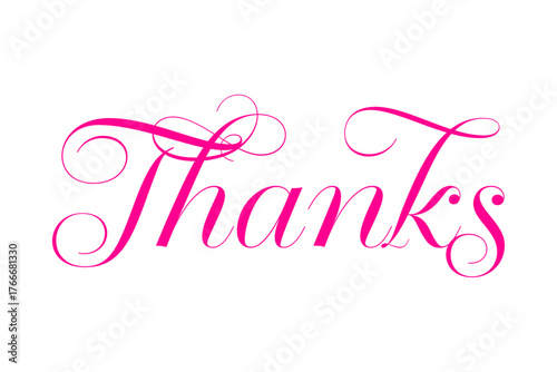 Thanks - 手書き風の筆記体で書いた「Thanks（ありがとう）」の文字（カリグラフィー）
