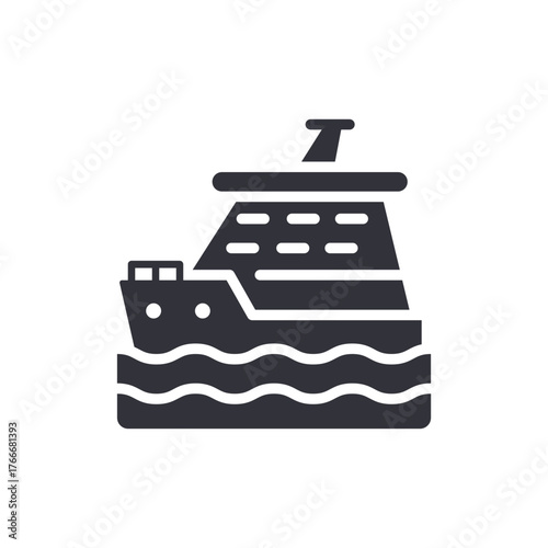 Modern Vessel Icon On Water Shipping Navigation Design