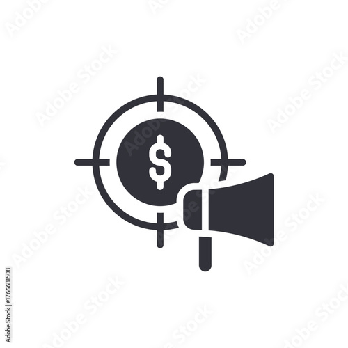 Financial Goal Advertisement Bullseye With Loudspeaker
