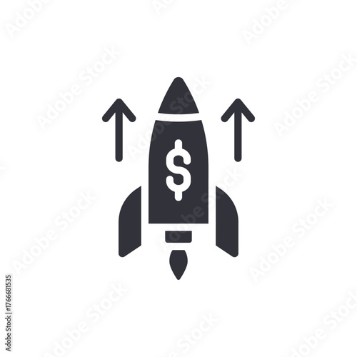 Financial Growth Rocket With Upward Arrow Symbol