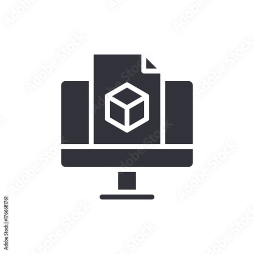 Computer Displaying File With Three Dimensional Shape Icon