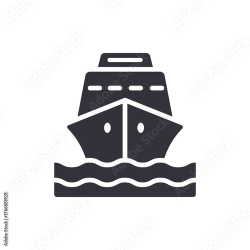 Cruise Ship On Waves Vector Sign Ocean Transport Icon