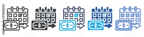 Payroll icon set multiple style collection
