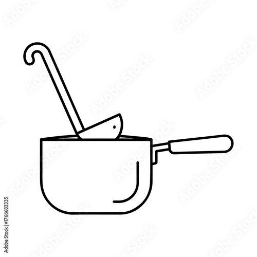 Soup Ladle in a Pot Culinary Preparation Tool for Home Cooking and Serving