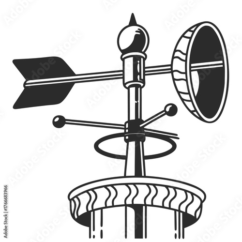 Decorative Weathervane and Wind Chime Illustration