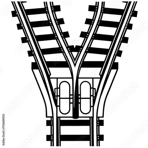 Railway Track Switch Junction Vector Illustration