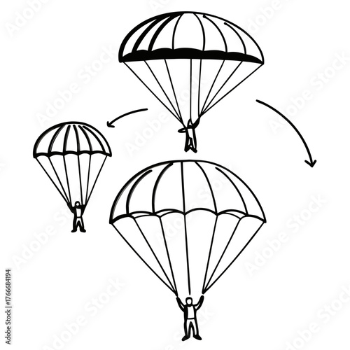 Hand Drawn Parachuting Skydivers Illustration