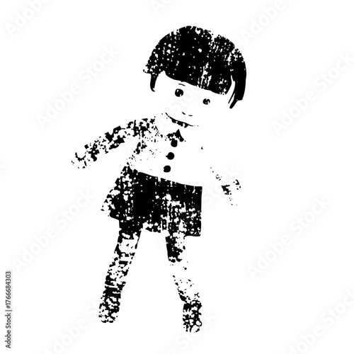 Child waves cheerfully in a playful illustration