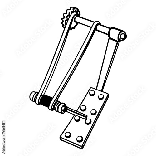 Mechanical Pedal Linkage System Line Art Illustration