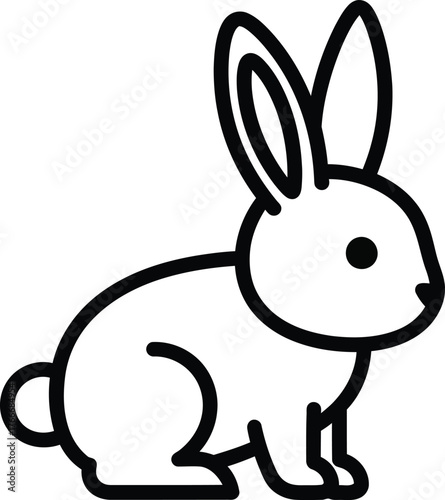 Simple outline drawing of a cute rabbit sitting down