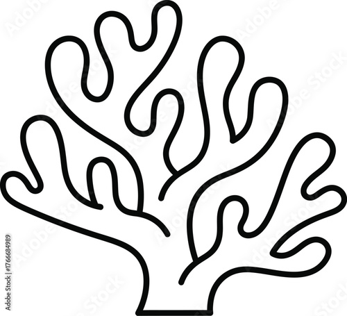 Simple black and white line drawing of a branching coral