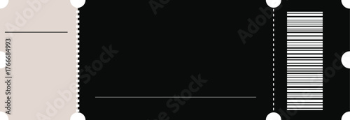 blank ticket coupon vector template, event entry barcode stub, retro cinema voucher eps ai design