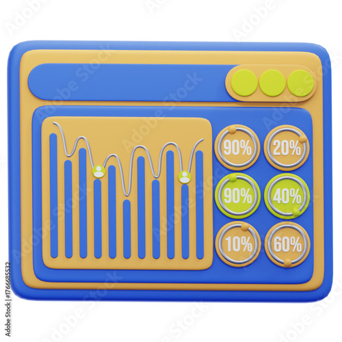 Dynamic digital analytics dashboard visualization presenting key performance indicators, insightful graphs, and crucial percentage breakdowns for effective strategic planning and data-driven insights