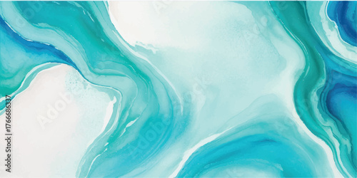 Abstract watercolor background with flowing turquoise and blue hues creating a dynamic and fluid texture perfect for artistic projects