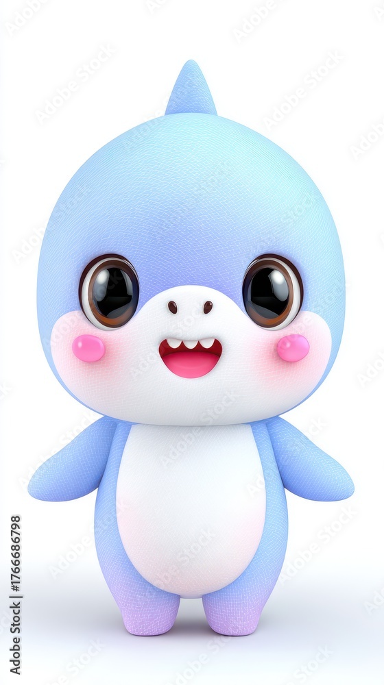 Obraz premium Adorable Cartoon Baby Shark Character 3D Render