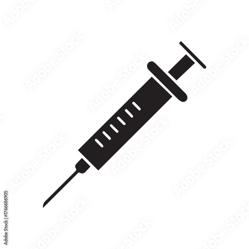 syringe silhouette vector on white background