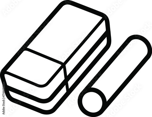 School supplies eraser and roll of tape icon for education and office concepts