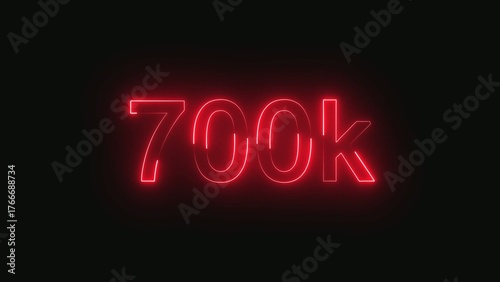 Slika na platnu Neon seven hundred k followers subscribers views likes achievement goal