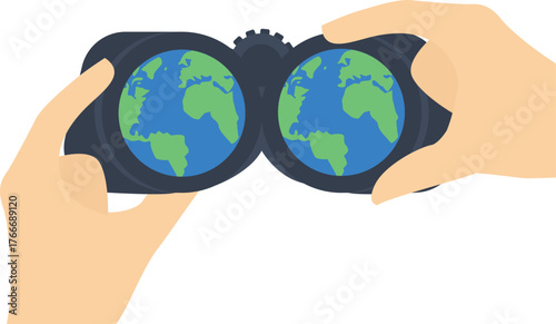world map on binoculars for global business concept

