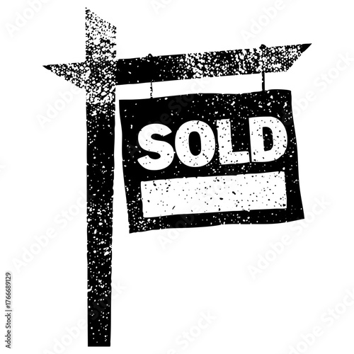 Real sign announces sale in a property transaction