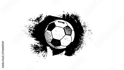 Soccer ball emerges from tire track grunge effect