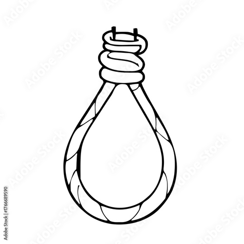 Halloween – Haunted Props & Symbols (BW Outline) – noose simple rounded