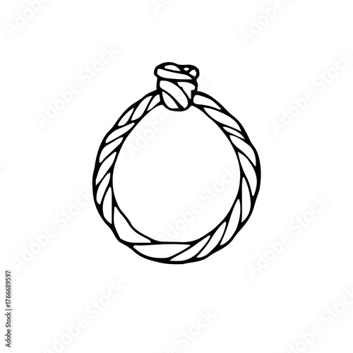 Halloween – Haunted Props & Symbols (BW Outline) – noose simple chipped