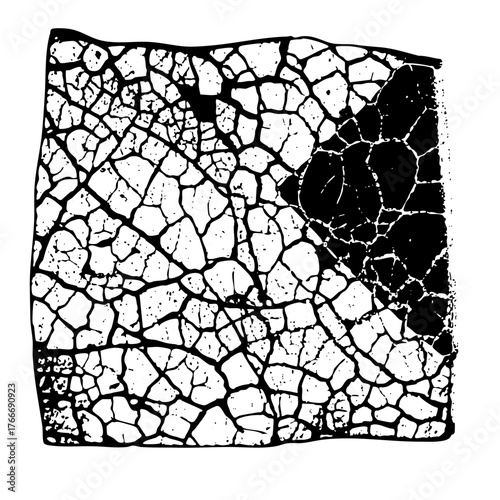 Cracked texture transforms abstract design into a broken surface