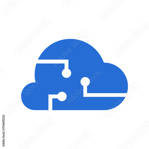 Minimalist cloud server and services tech vector icon.