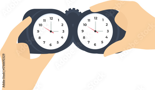 clock on binoculars for business time management concept

