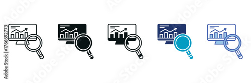Statistical Analysis Icon Set Consisting of Multiple Styles Vector Illustration