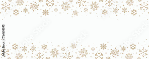 white winter background with cream colour snowflake borders on top and bottom. Ideal for seasonal greeting cards, festive banners, invitations, and holiday-themed graphic design projects.