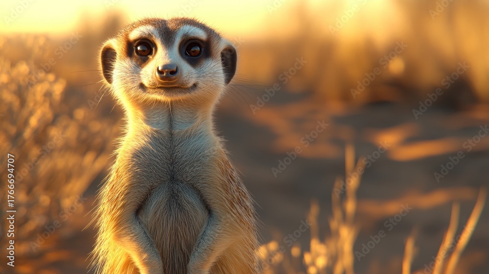 Fototapeta premium Alert meerkat in natural environment