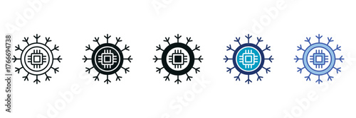 AI Icon Set Consisting of Multiple Styles Vector Illustration