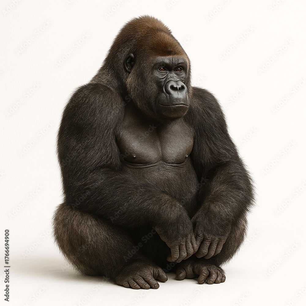 Obraz premium Majestic Gorilla Portrait in a Minimalist Setting