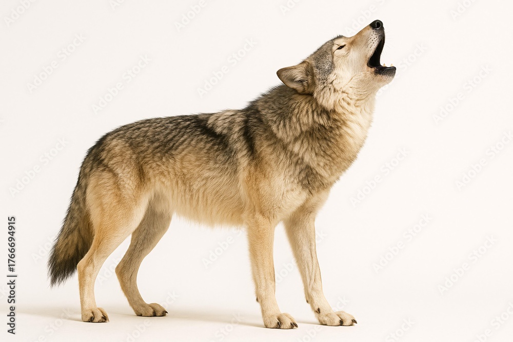 Obraz premium Majestic Howling Wolf - Captivating Wildlife Photography in Natural Habitat