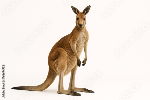 Majestic Kangaroo on White Background - Wildlife Photography