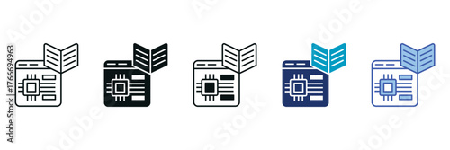 Machine Learning Icon Set Consisting of Multiple Styles Vector Illustration
