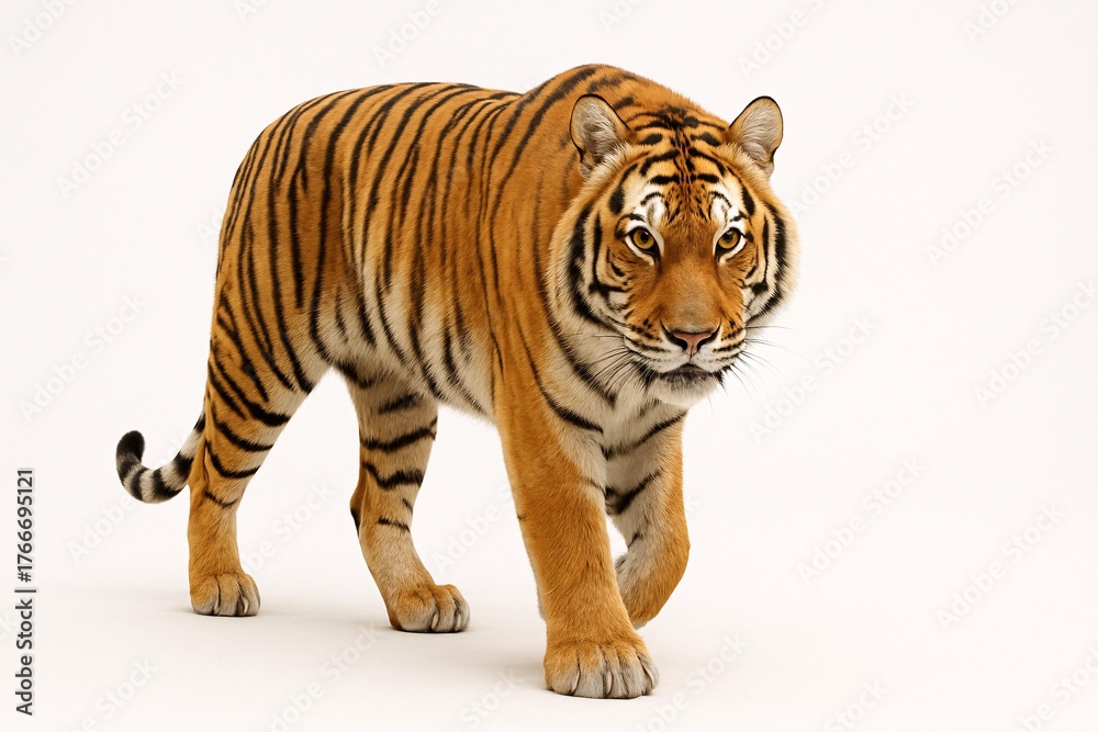 Obraz premium Majestic Tiger Strolling Gracefully in Captivating Wildlife Portrait