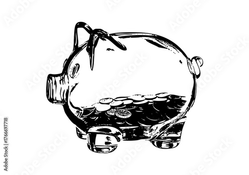 Piggy bank overflows with coins illustrating financial security