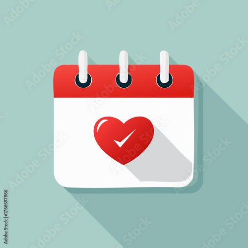 Calendar with a heart symbol indicating love and affection.