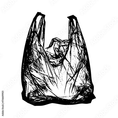 Plastic bag crumples dramatically in still life composition