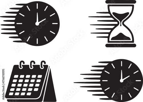 Running Time Clock Sand Timer Calendar Appointment Schedule Date Reminder Symbol Icon