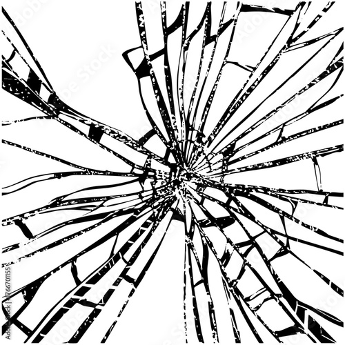 Broken glass shatters dramatically in a destructive impact
