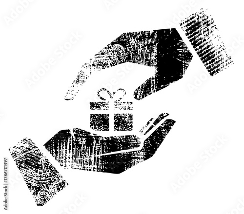 Hands Present Gift distressed texture