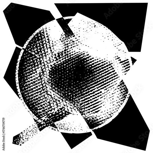 Abstract shapes interact dynamically in a geometric composition