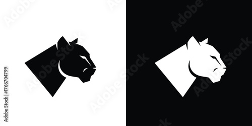 Minimalist Black Panther Profile Logo