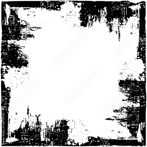 Grunge frame defines distressed texture for graphic design
