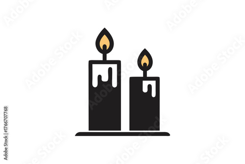 Pair of candles icon one tall one short for harmony theme  